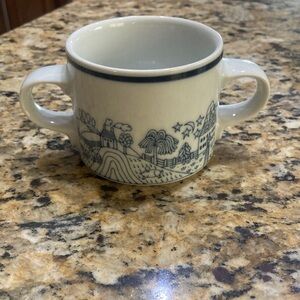 Dansk Blue and White Double-Handled Mini Mug